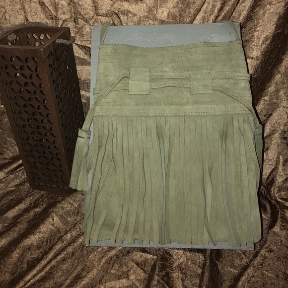 Beautiful Green Suede Fringe Purse from Morocco - Picture 2 of 4